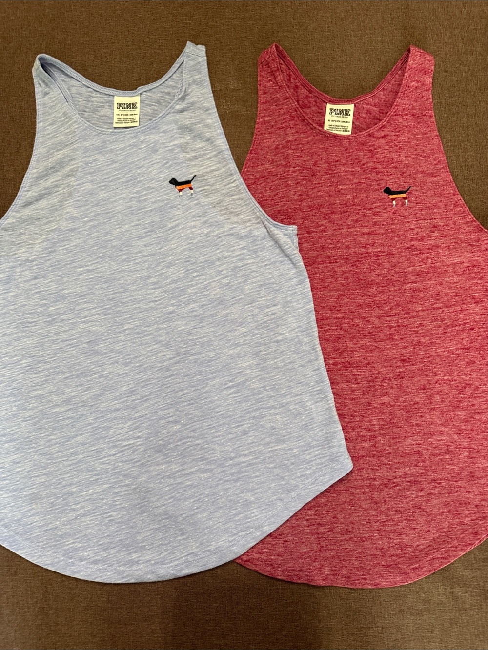 Pink xs race back tanks